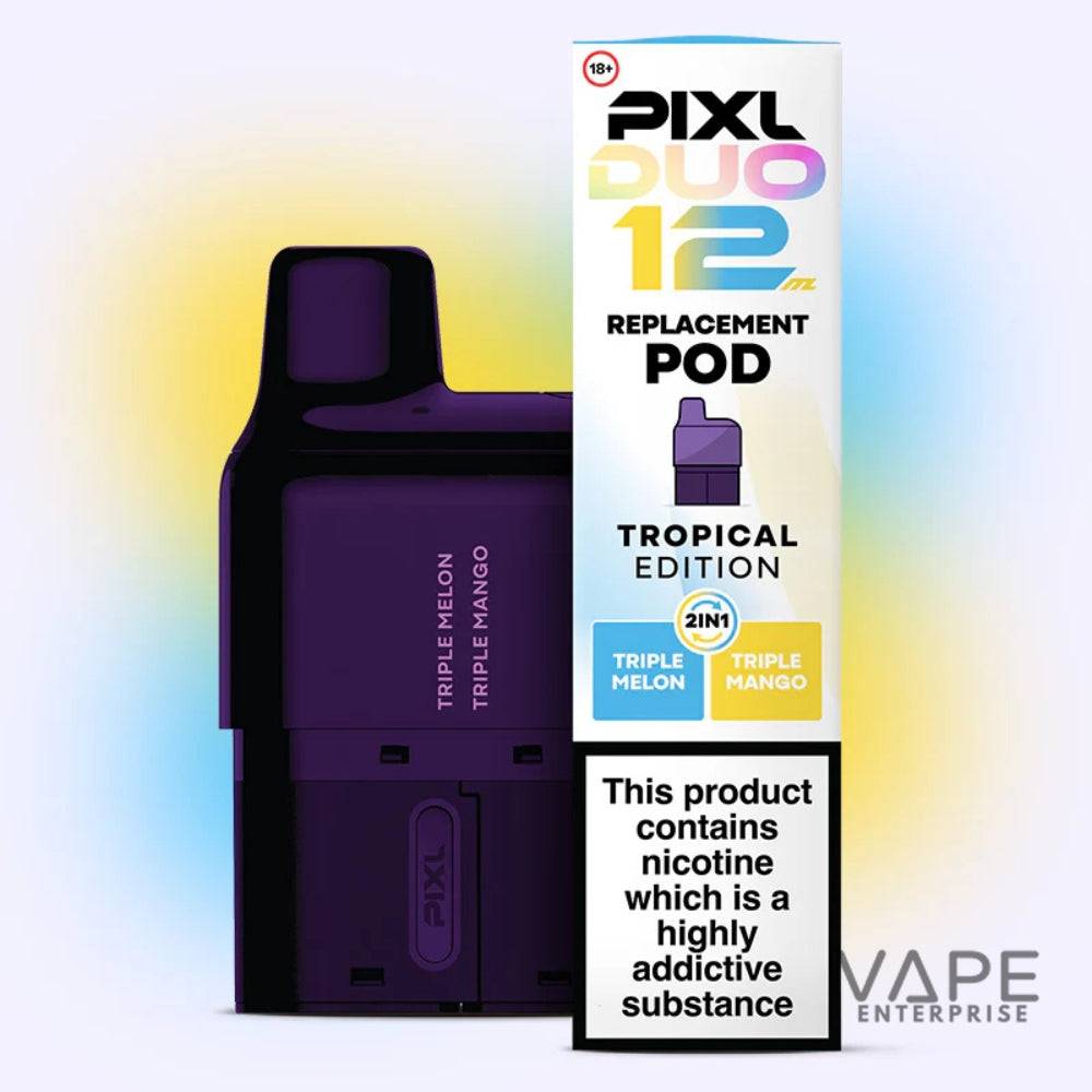 PIXL Duo 12mm Tropical Edition replacement pod for vaping with triple melon and triple mango flavors