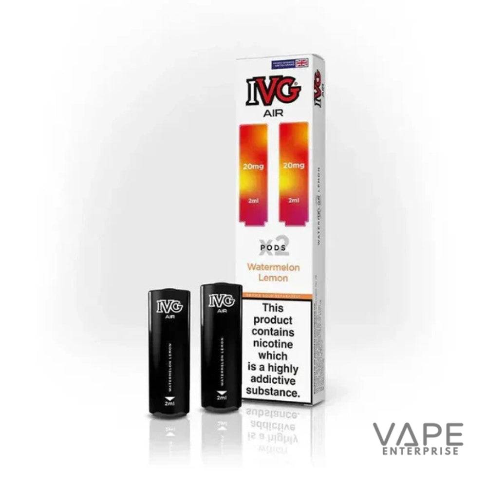 IVG Air Watermelon Lemon vape pods 20mg nicotine, 2ml refill pods with nicotine warning