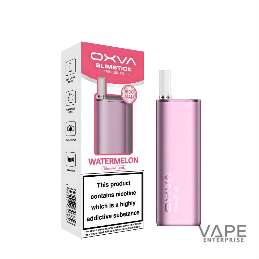 OXVA Slimstick watermelon prefilled vape pod device and packaging with 1500mAh battery