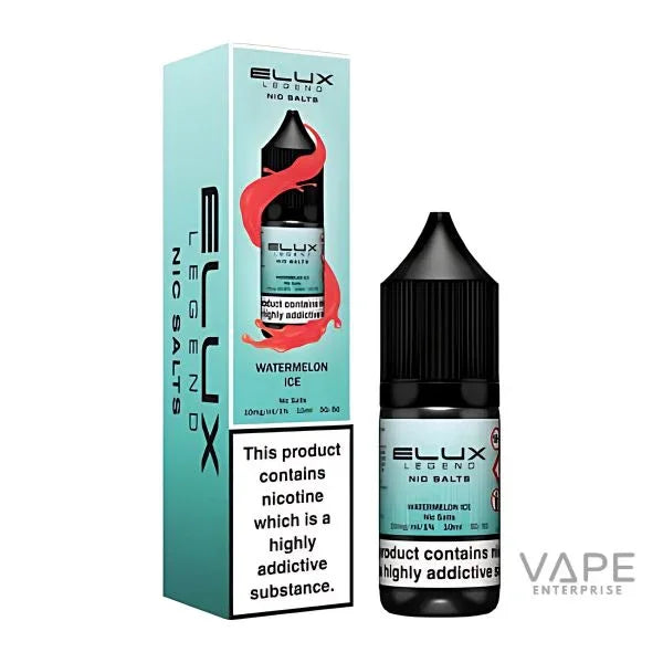 Elux Legend Nic Salt e-liquid Watermelon Ice flavor in 10mg 10ml bottle with packaging