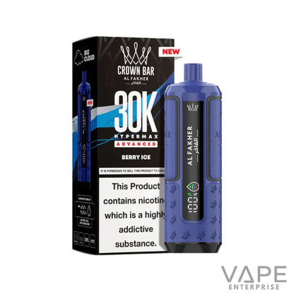 Crown Bar Al Fakher 30K Hypermax Advanced Berry Ice disposable vape device with packaging