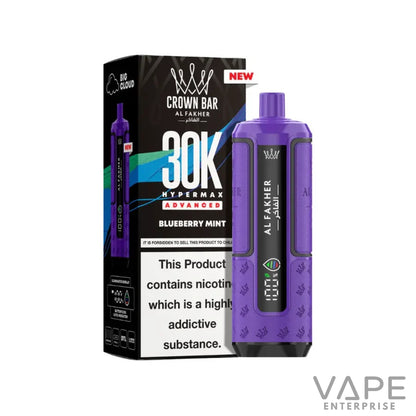 Purple Crown Bar Al Fakher 30K Hypermax Advanced Blueberry Mint vape device with packaging