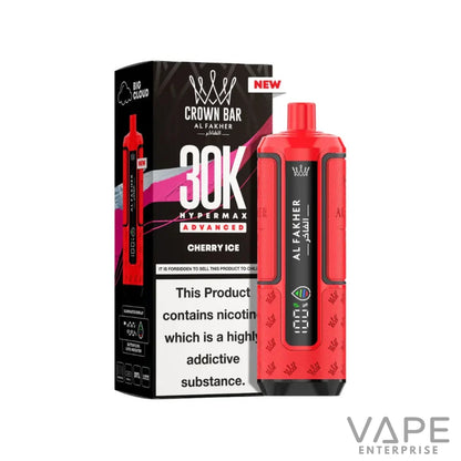Red Crown Bar Al Fakher 30K Hypermax Advanced Cherry Ice vape device with packaging