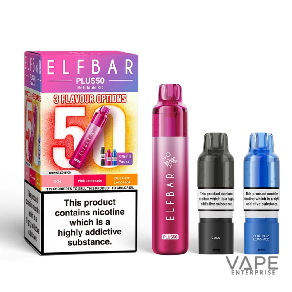 Elf Bar vaping device and packaging on a white background