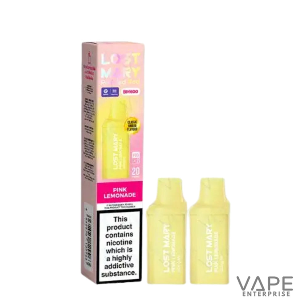 Lost Vape Pink Lemonade vape device and packaging on a white background