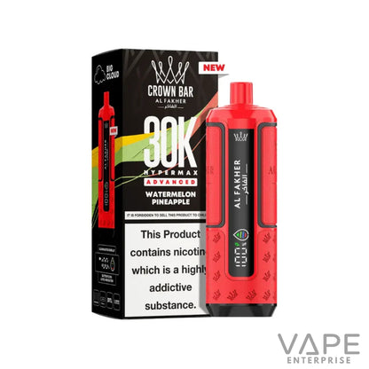 Red Crown Bar Al Fakher 30K Hypermax Advanced watermelon pineapple disposable vape device with packaging